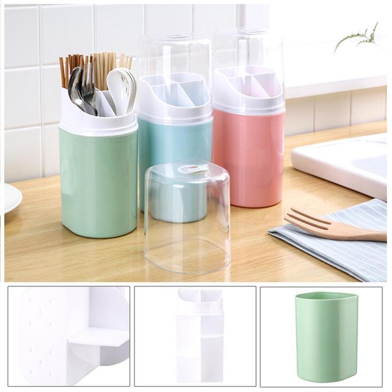 Kitchen Cutlery Organizer – Lidded Drainer for Tableware