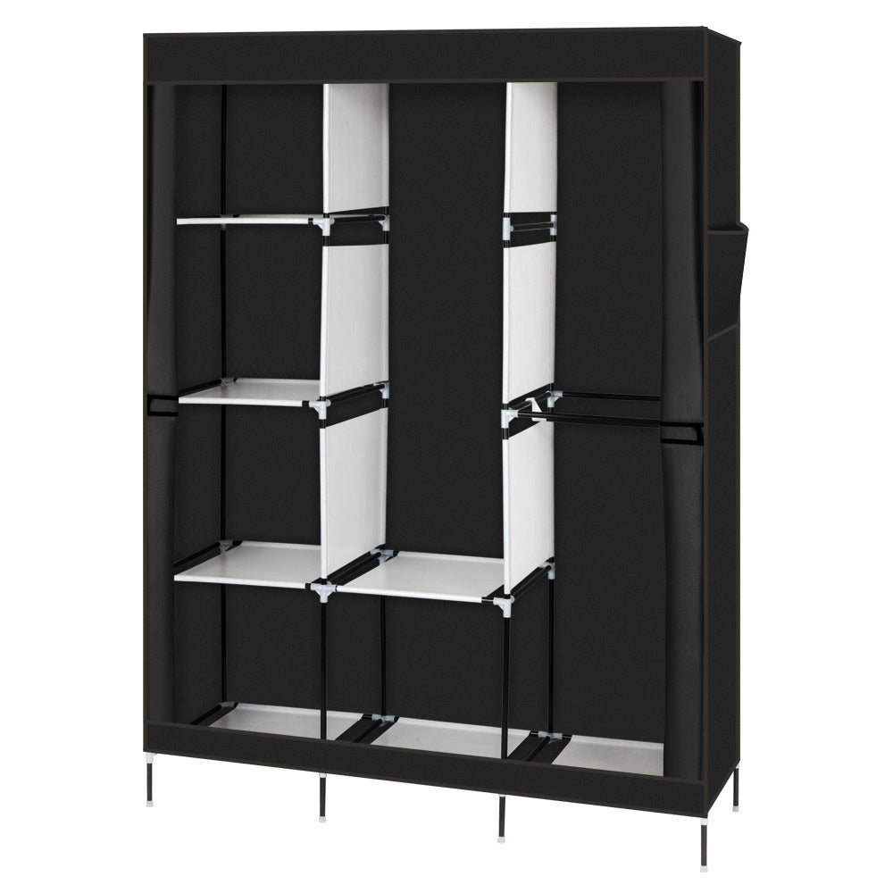 Portable Closet Wardrobe Clothes Rack Storage Organizer With Shelf Black