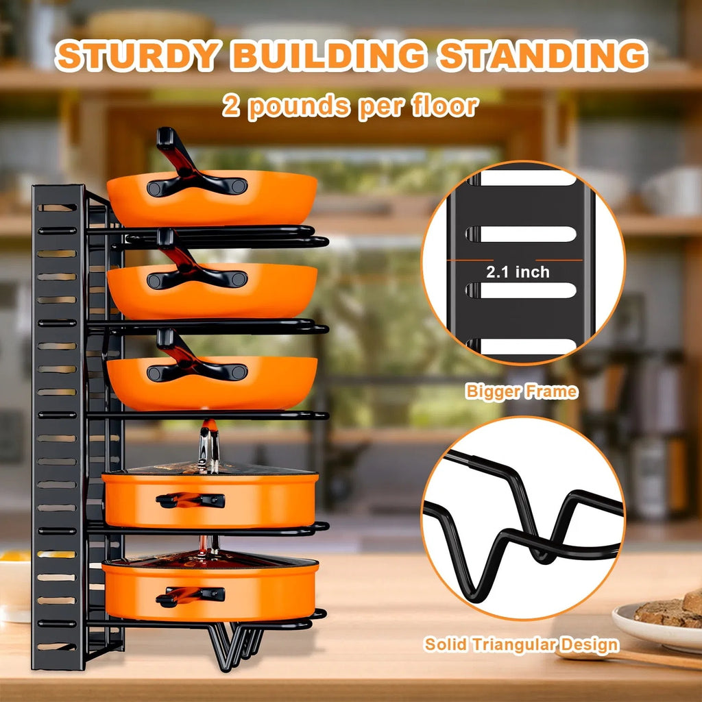 8-Tier Cookware Organizer – Pot and Lid Storage Rack
