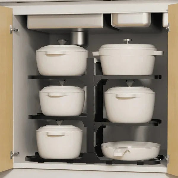 Pots And Pans Organizer, Adjustable 6-Tier Pots Organizer Rack For Cookware