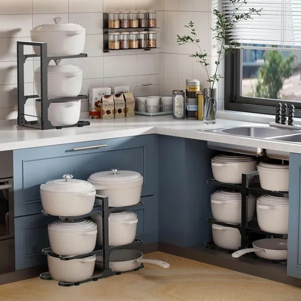 Pots And Pans Organizer, Adjustable 6-Tier Pots Organizer Rack For Cookware