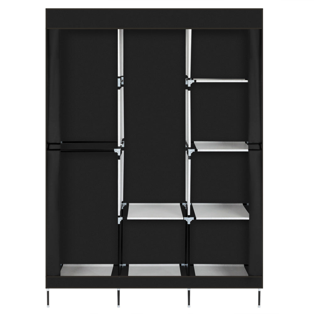 Portable Closet Wardrobe Clothes Rack Storage Organizer With Shelf Black