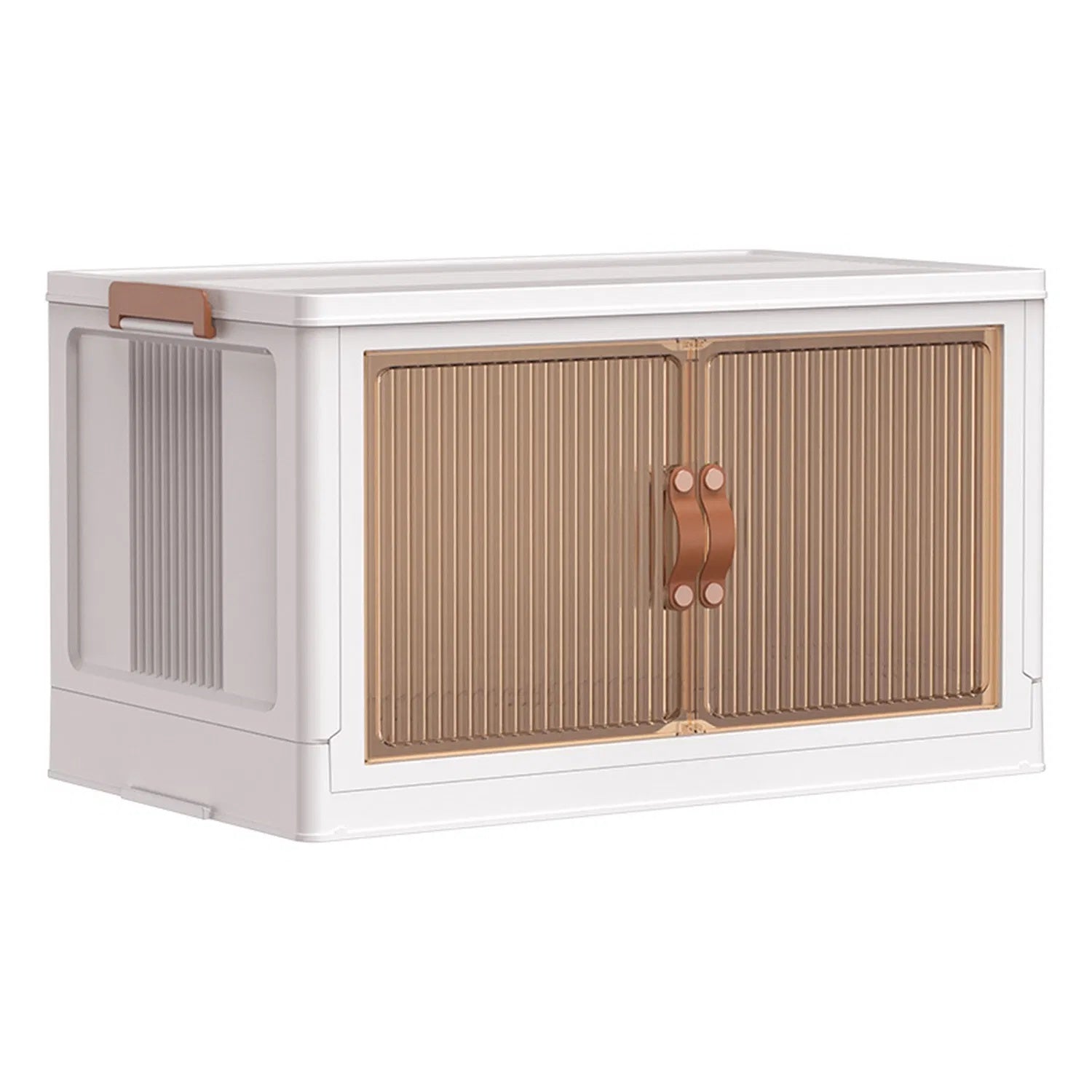 3Pcs Foldable Storage Bins With Lid Front Magnetic Door Collapsible Stackable Closet Organizer Containers With 4Pcs Rotatable Wheels 8Pcs Small Wheels