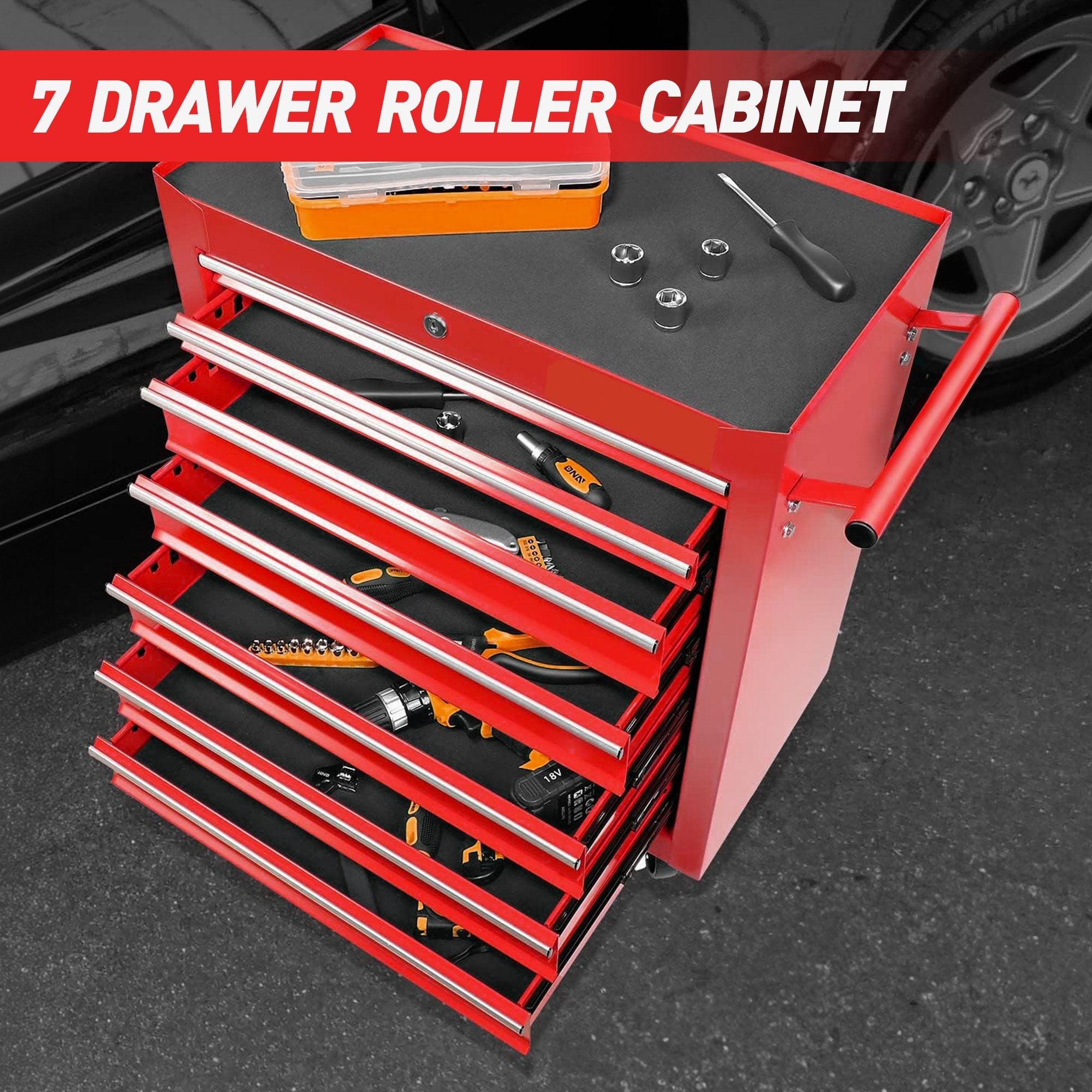 7-Drawer Tool Box on Wheels – Heavy-Duty Storage Cart