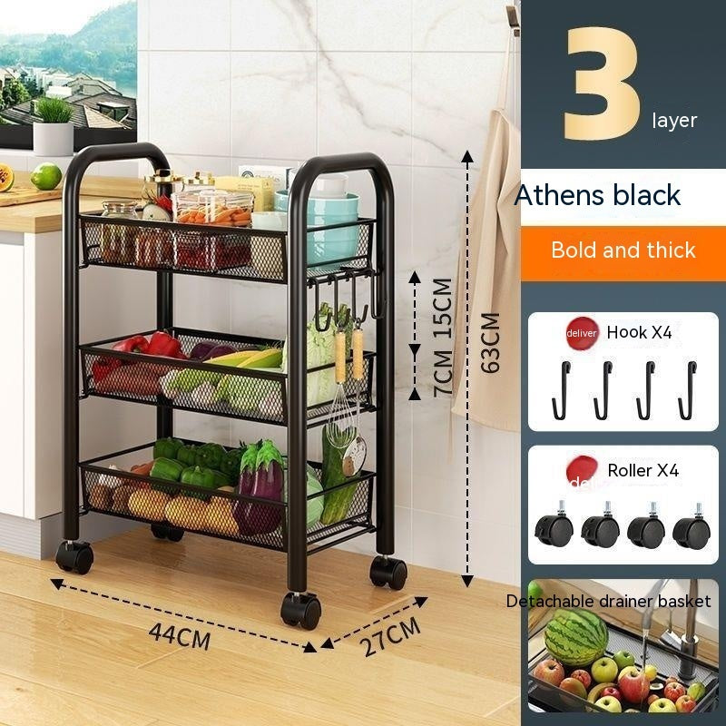 Rolling Kitchen Shelf – Multi-Tier Household Storage Rack
