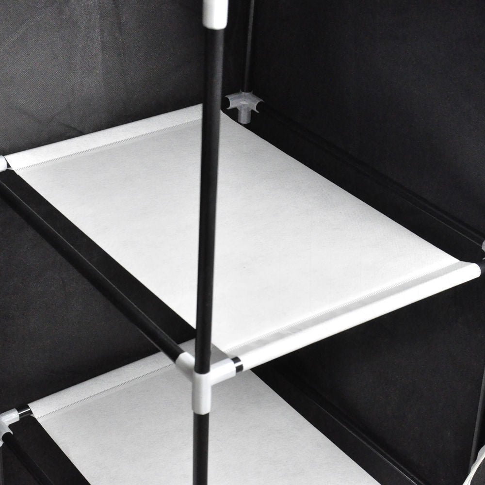 Portable Closet Wardrobe Clothes Rack Storage Organizer With Shelf Black