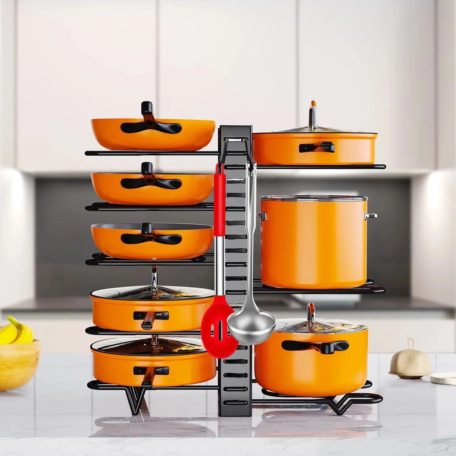 8-Tier Cookware Organizer – Pot and Lid Storage Rack