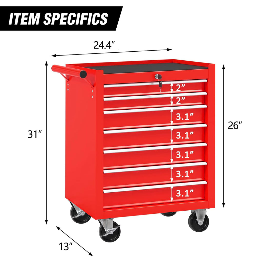 7-Drawer Tool Box on Wheels – Heavy-Duty Storage Cart
