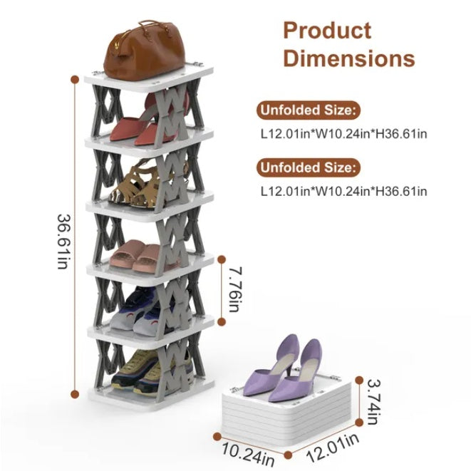 Vertical Shoe Rack – 6-Tier Foldable Space Saver