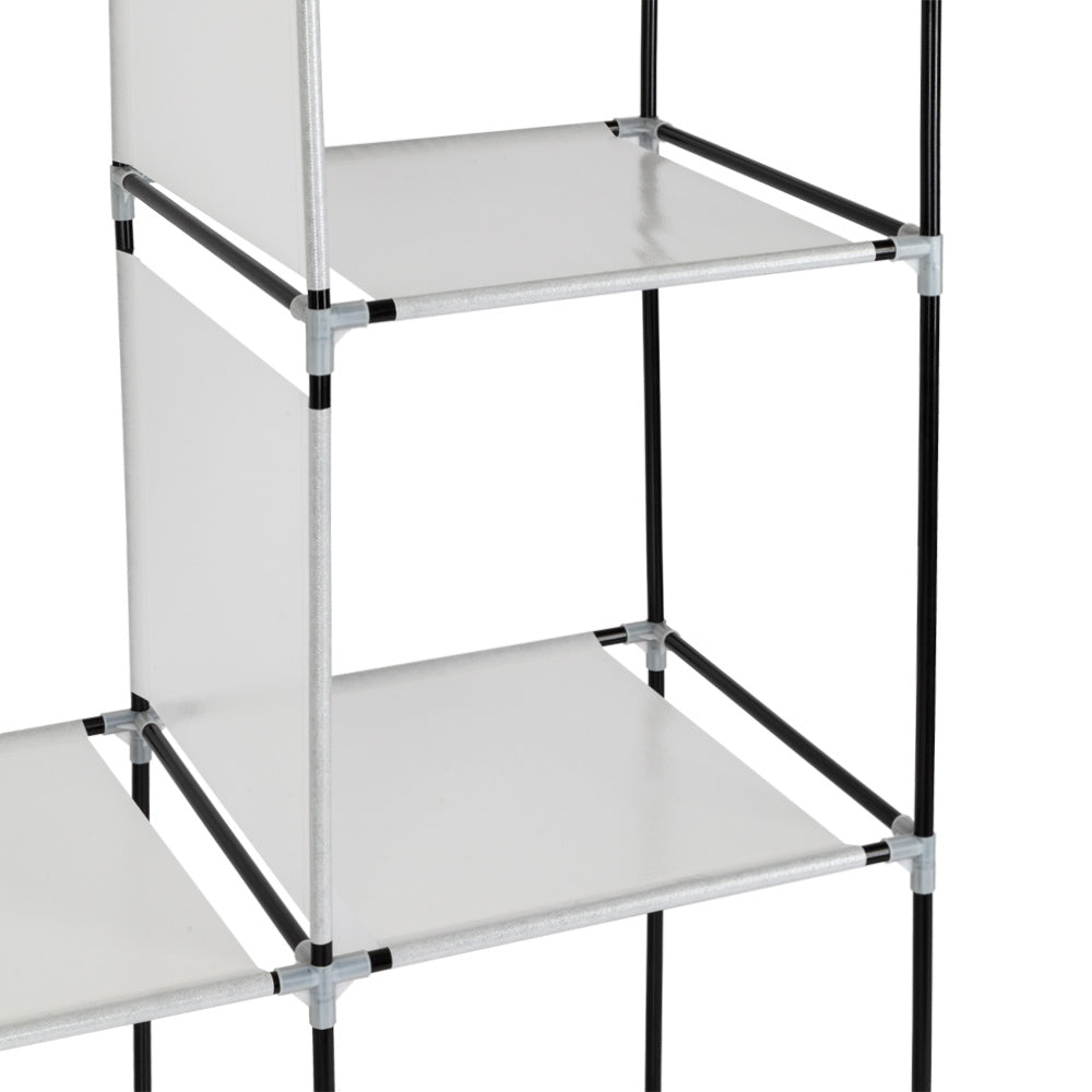 Portable Closet Wardrobe Clothes Rack Storage Organizer With Shelf Black