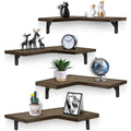 Wood & Metal Corner Shelves – 4-Piece Wall Organizer
